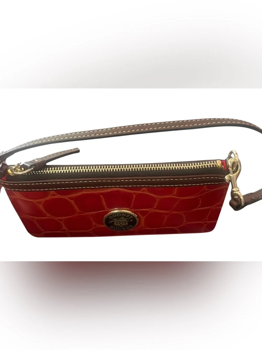 Dooney & Bourke Croc-embossed Leather Zip Wristlet, In Red